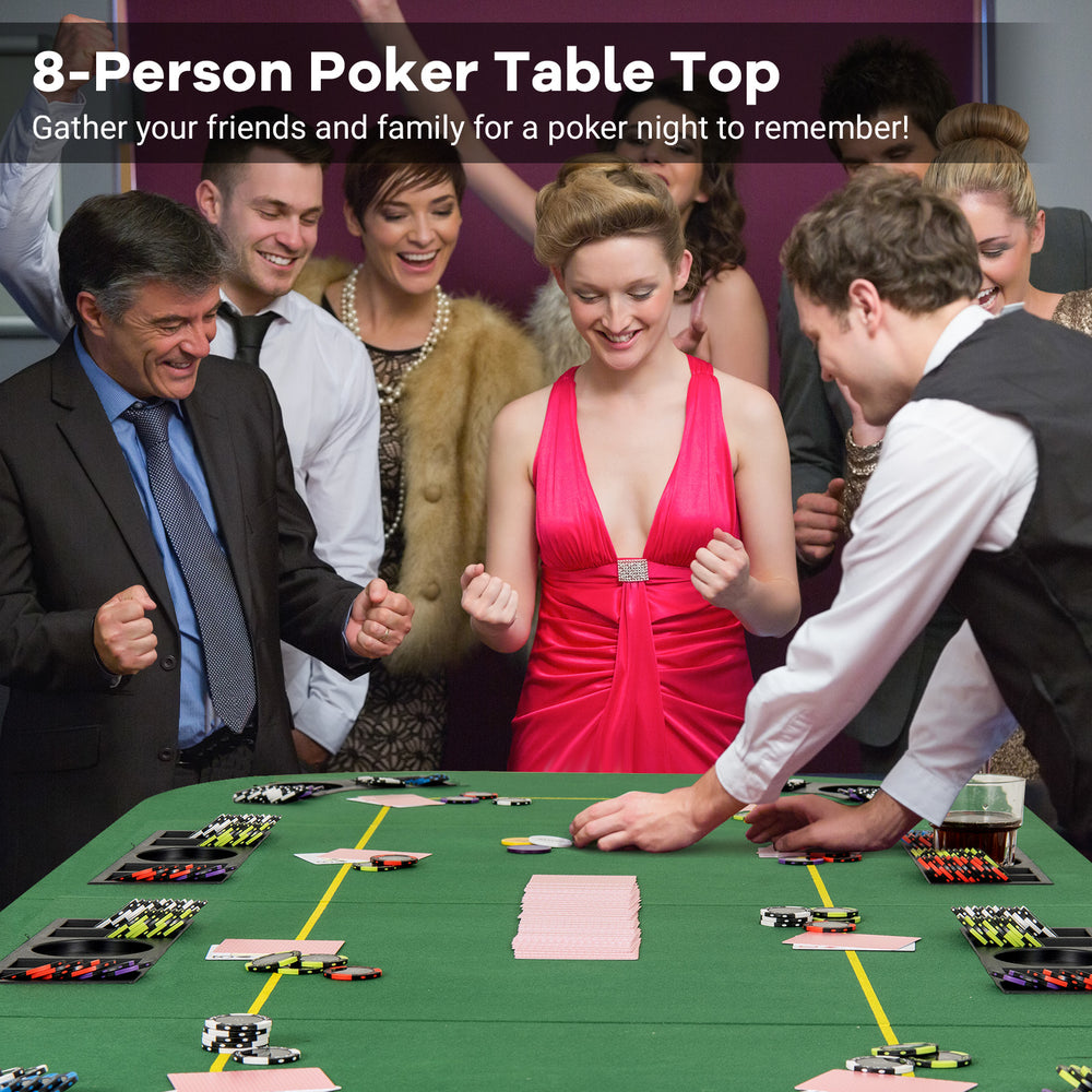 79 x 36 Inch 8-Player Foldable Poker Table Top with Carry Bag and Cup Holders - Gallery View 1 of 10