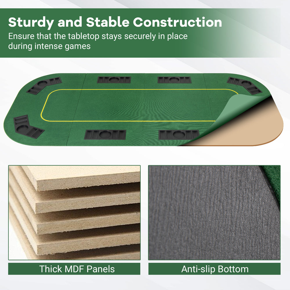 Close-up of the anti-slip bottom of the 79" foldable poker table top, ensuring stability during intense games.