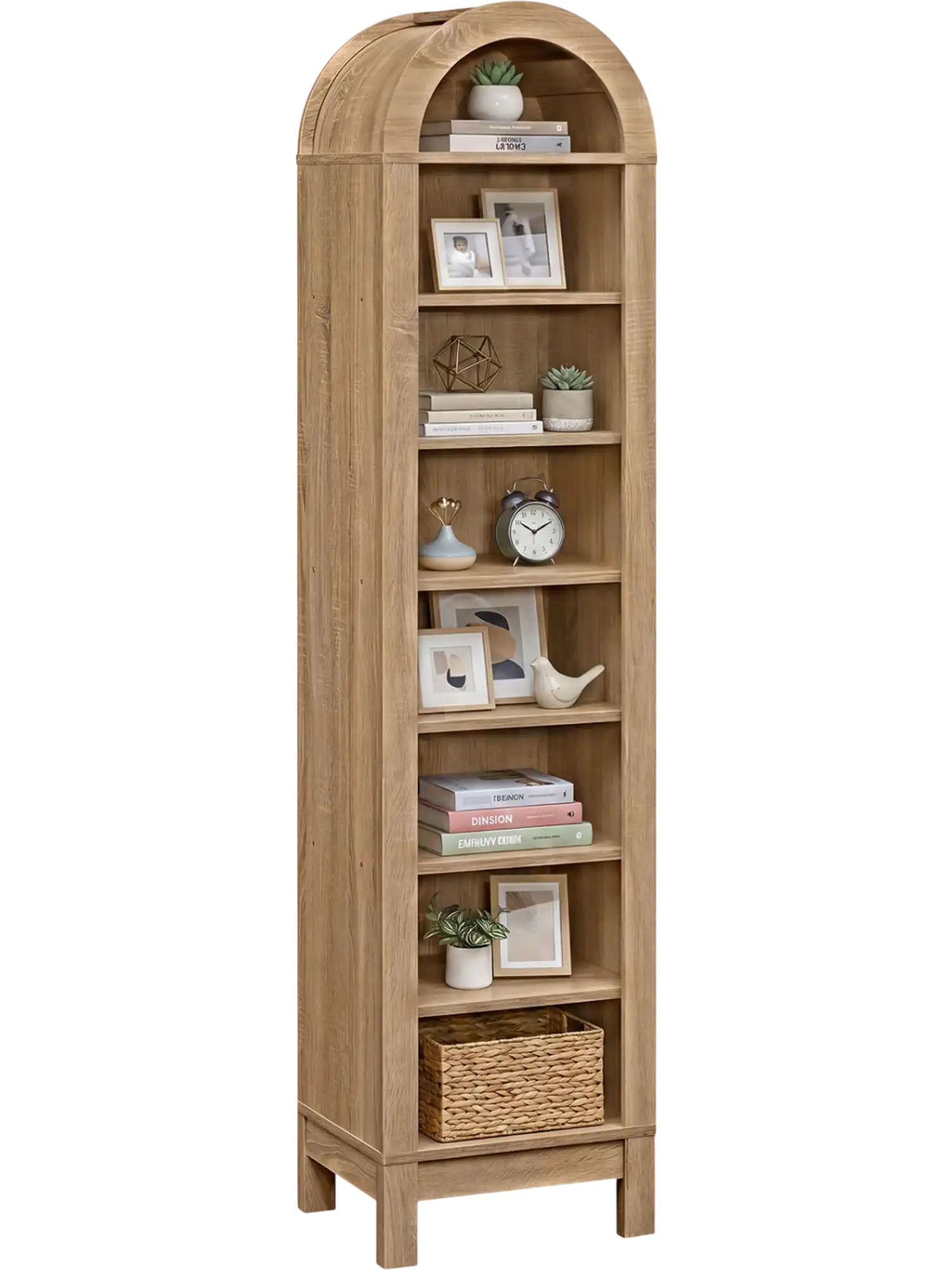 Costway 8-Tier Modern Arch Bookshelf w/ 3 Adjustable Shelves 44452526 New