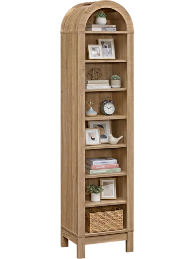 Costway 8-Tier Modern Arch Bookshelf w/ 3 Adjustable Shelves 44452526 New