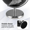Stable base of the 8" world globe with anti-slip pad, featuring a polished silver finish for elegant tabletop display.