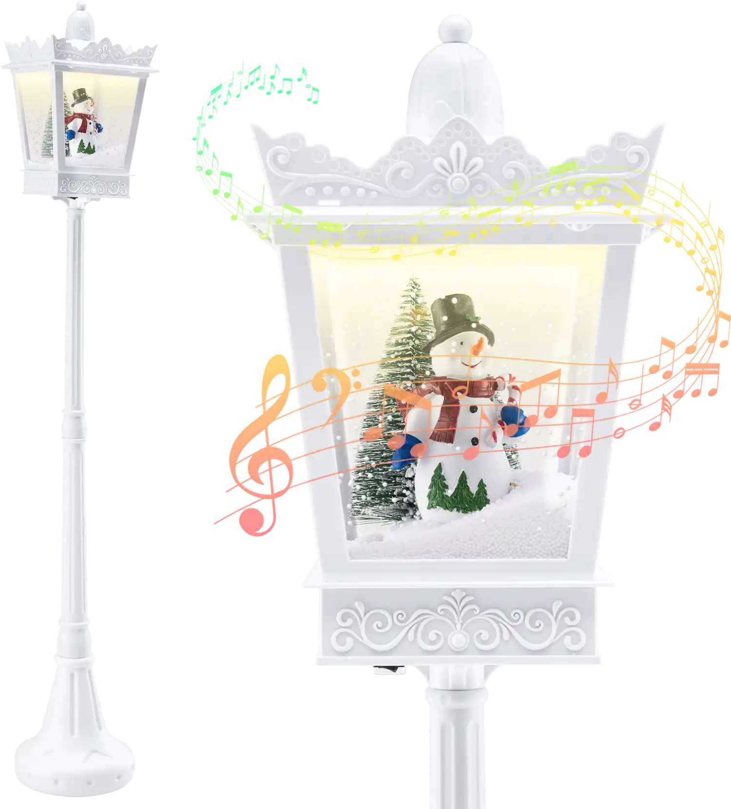 Costway 8' Musical Christmas Streetlight Warm White LED Snowy Effects 52632706 New