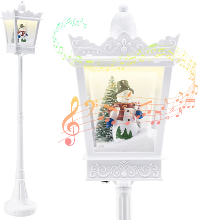 Costway 8' Musical Christmas Streetlight Warm White LED Snowy Effects 52632706 New