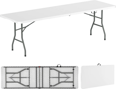 Costway 8' Portable Fold-in-Half Folding Table 350 lbs HDPE 25983647 New