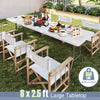 Large 8 x 2.5 ft portable folding table with HDPE tabletop, supports 350 lbs, ideal for outdoor gatherings.
