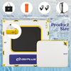Inflatable dock platform measuring 8 ft x 8 ft, featuring reinforced PVC, non-slip EVA pad, and portable design for.