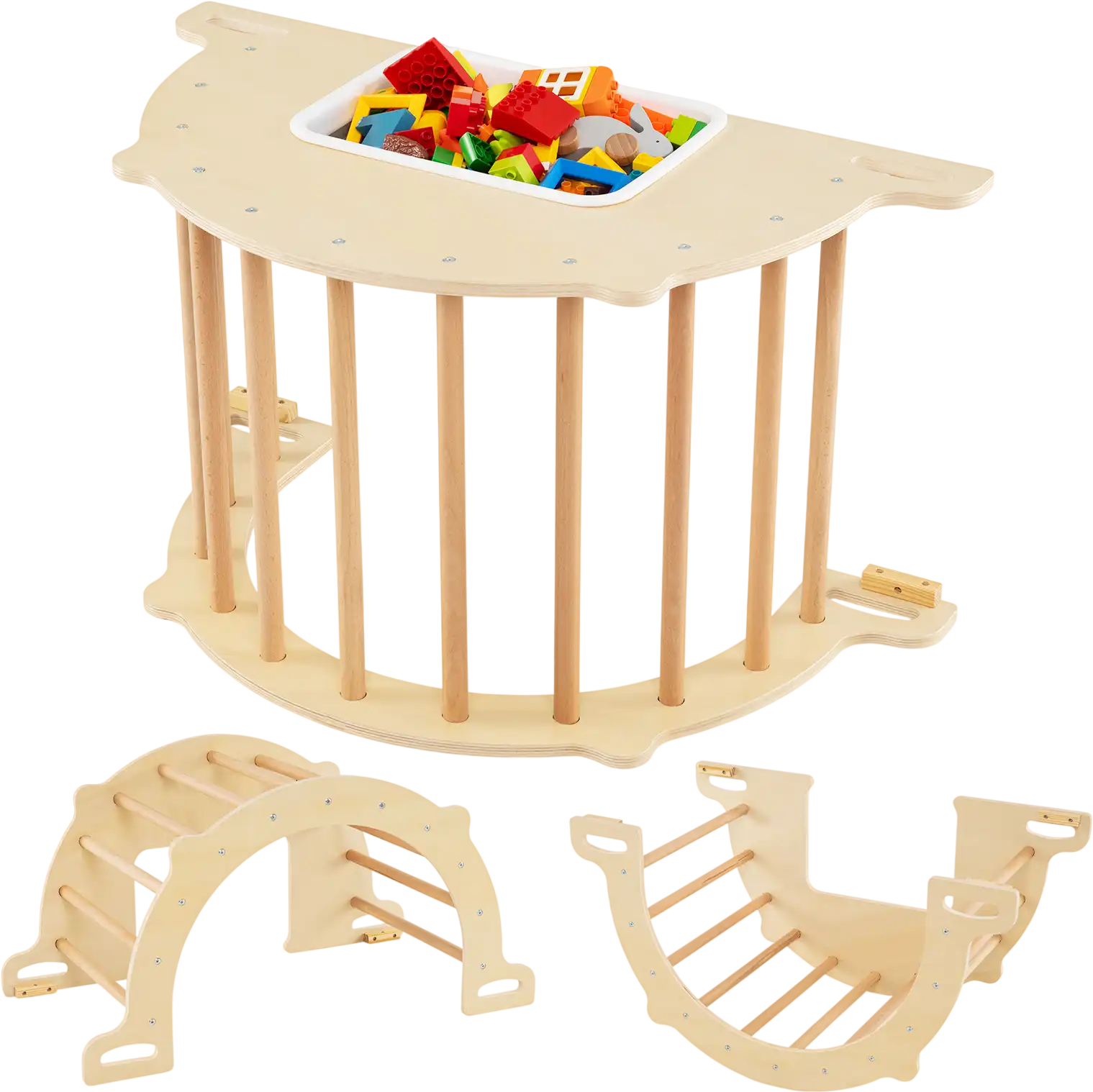 Costway 8-in-1 Kids Climbing Arch Sensory Table w/ Collapsible Storage Bin 45180525 New