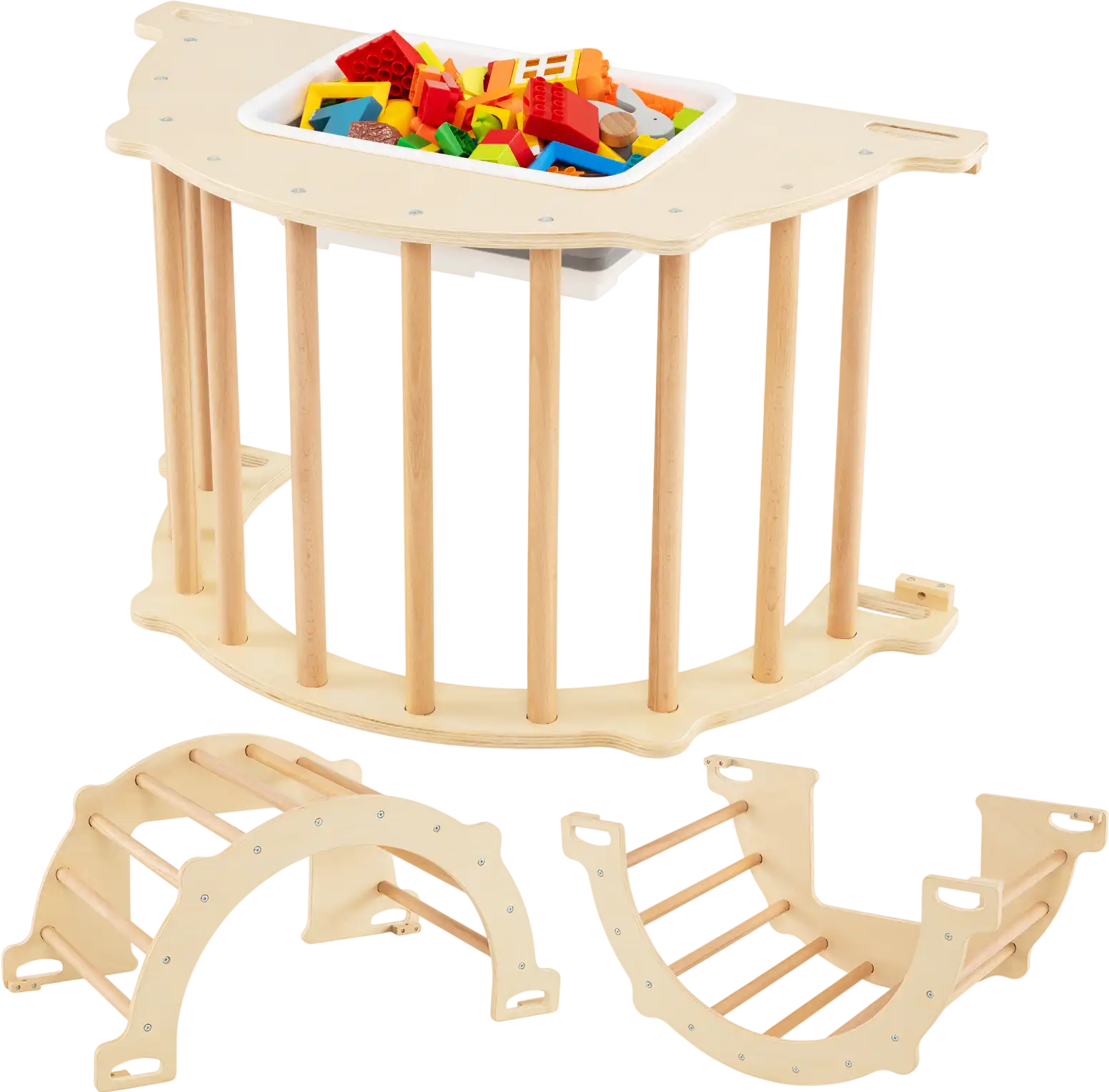 Costway 8-in-1 Kids Climbing Arch Sensory Table Collapsible Storage Bin 16681323 New