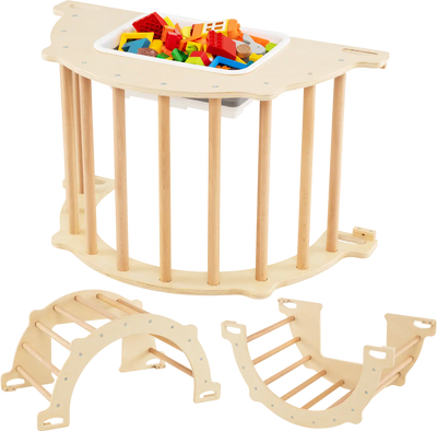 Costway 8-in-1 Kids Climbing Arch Sensory Table Collapsible Storage Bin 16681323 New