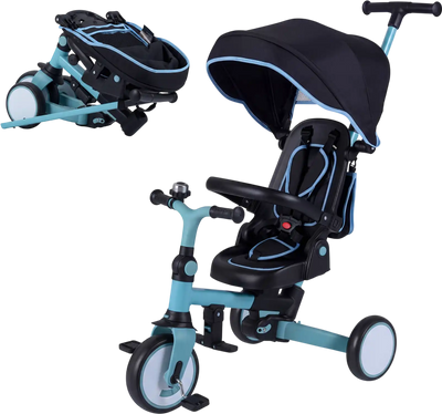 Costway 8-in-1 Folding Kids Tricycle Stroller w/ Removable Canopy Push Handle 98467301 New