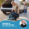 Foldable 8-in-1 kids tricycle in blue with removable canopy, adjustable handle, and integrated carry handle for easy.