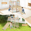 Wooden Montessori climber playset with slide and monkey bars, designed for kids 3-5 years, suitable for indoor and.