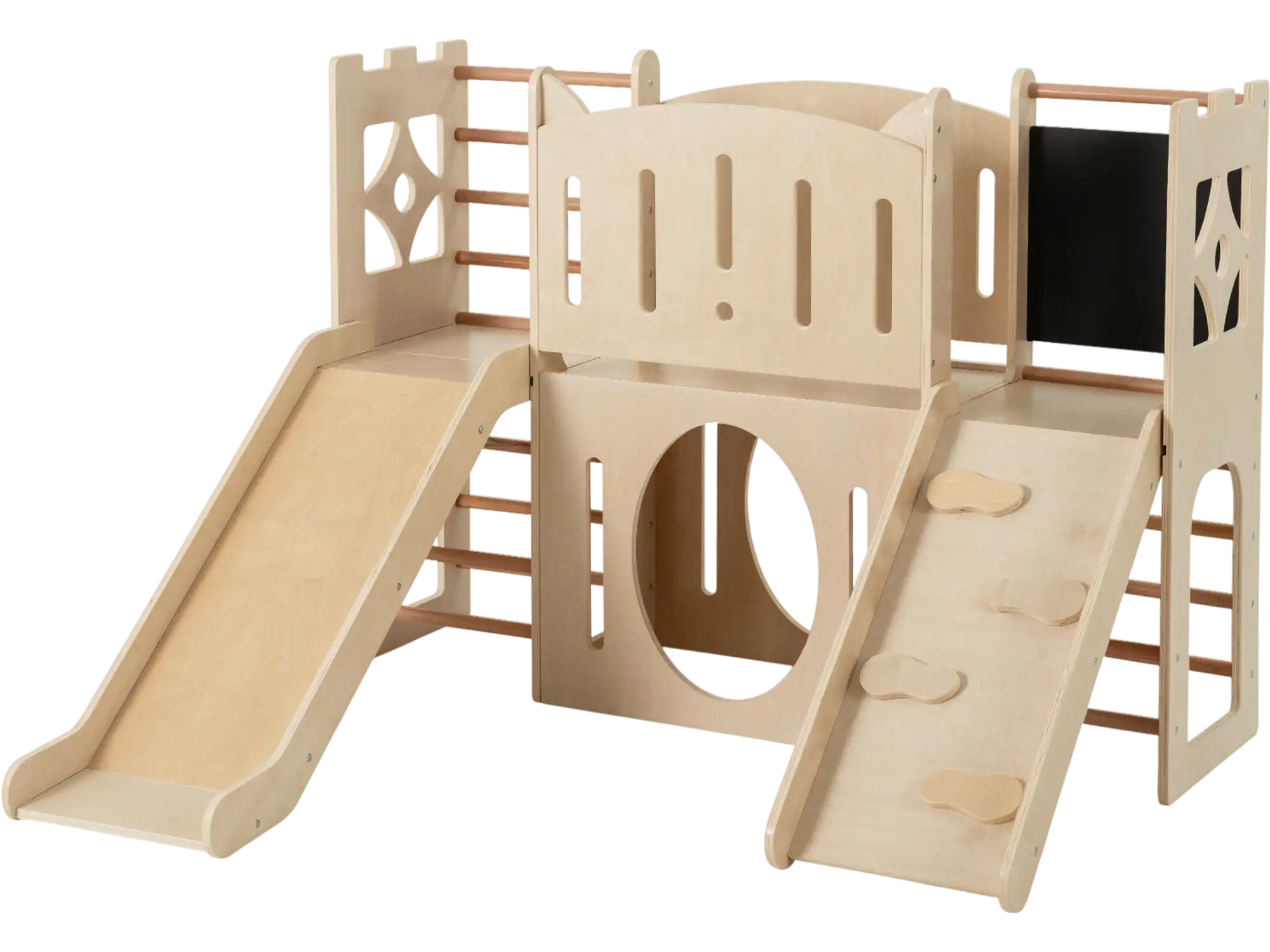 Costway 8-in-1 Toddler Wooden Indoor Playground Slide Climber Chalkboard 52533393 New