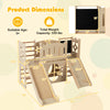 Dimensions of the 8-in-1 toddler slide wooden indoor playground with climber and chalkboard, suitable for ages 3+.