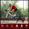 Portable folding steel bicycle training stand with sturdy frame, suitable for 26"-28" wheels, ideal for indoor exercise.