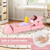 Modular 8-piece kids play couch in pink, featuring high-density sponge and suede cover for safe, comfortable play.