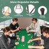 Foldable poker table with green felt, 8 cup holders, and padded armrests, perfect for game nights and gatherings.