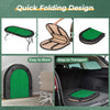Foldable poker table with green felt surface, compact design for easy transport and storage, accommodates 8 players.