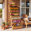 8-tier vertical raised garden bed in orange, made of fir wood, ideal for small spaces and enhancing plant growth.