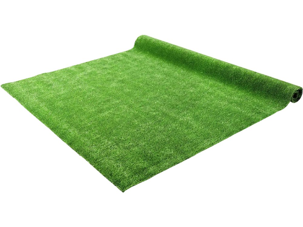 Artificial turf rug measuring 8 x 5 feet with low 0.3 inch pile height, ideal for balconies and pet areas.