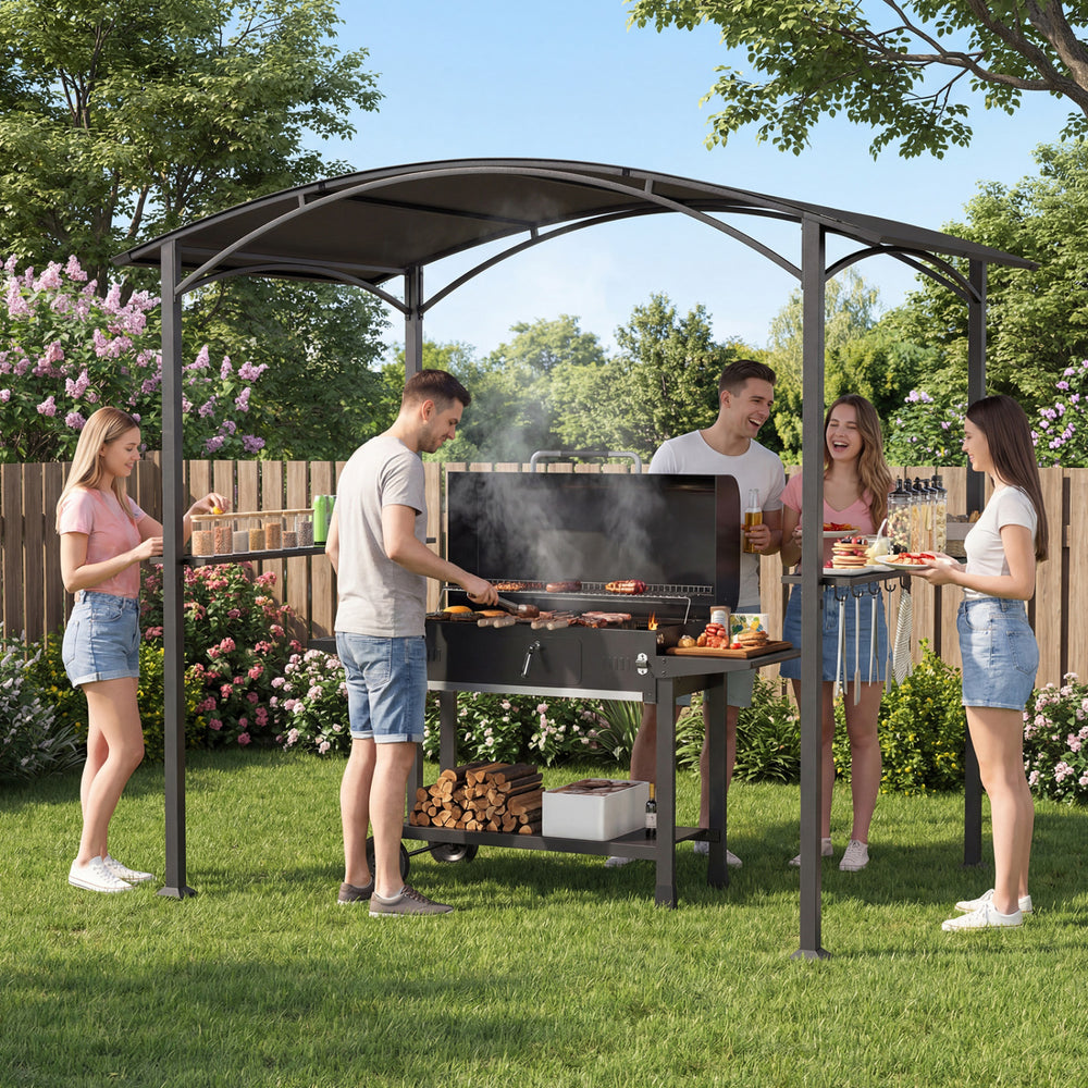 8 x 5 x 7 FT Grill Gazebo Outdoor BBQ Canopy with Metal Frame - Gallery View 2 of 10
