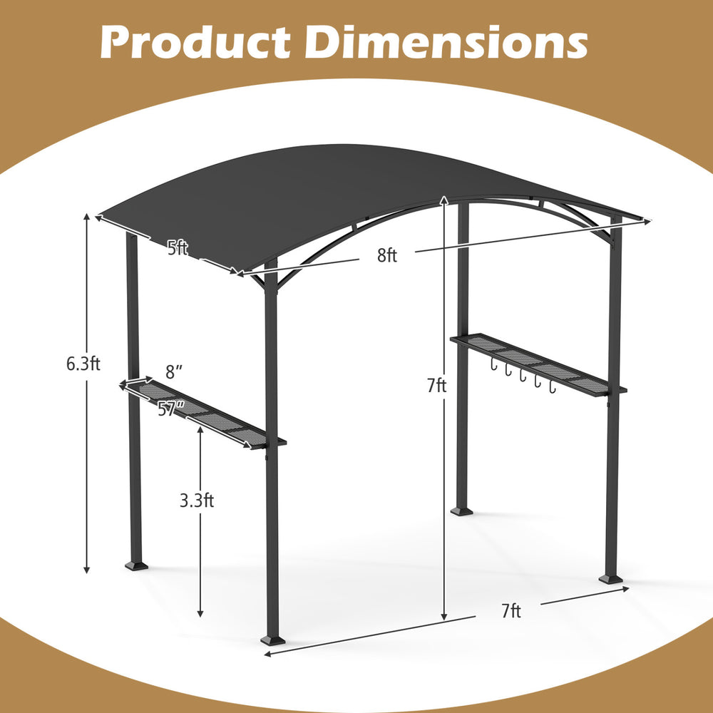 8 x 5 x 7 FT Grill Gazebo Outdoor BBQ Canopy with Metal Frame - Gallery View 4 of 10
