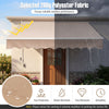Retractable 8 x 6.6 feet patio awning in beige with waterproof polyester fabric, ideal for outdoor sun protection.