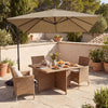 8 x 8 FT Offset Cantilever Patio Umbrella Square Hanging Outdoor Market Umbrella with 360° Rotation-Rustic Brown - Gallery View 1 of 10