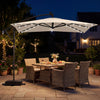 8 x 8 Square FT Solar LED Offset Cantilever Patio Umbrella with 360° Rotation-Beige - Gallery View 1 of 10