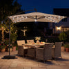 8 x 8 Square FT Solar LED Offset Cantilever Patio Umbrella with 360° Rotation-Rustic Brown - Gallery View 1 of 10