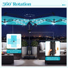Turquoise 8 x 8 ft solar LED offset patio umbrella with 360° rotation, ideal for outdoor gatherings and shade.