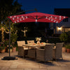 8 x 8 Square FT Solar LED Offset Cantilever Patio Umbrella with 360° Rotation-Red - Gallery View 1 of 10