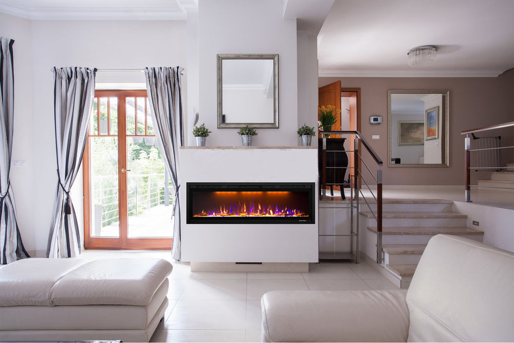 Valuxhome BI50 Electric Fireplace 50" Recessed and Wall Mounted 750/ 1500W with Remote Black New