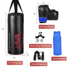 Kids boxing set featuring a 24-inch punching bag, gloves, skipping rope, and carrying bag for junior workouts.