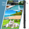 Solar heated outdoor shower with dual shower heads, ideal for poolside, beach, or pet washing. Made from durable PVC.