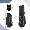 9.5-inch lightweight black golf cart bag with 15-way top dividers, featuring 7 pockets and a rain hood for protection.