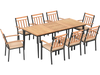 9-Piece Patio Dining Set with 8 Wooden Armchairs