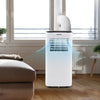 Compact 9000 BTU air conditioner in white with remote control, cooling function, and flexible installation for home use.
