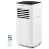 9000 BTU air conditioner in white with remote control, featuring a compact design and 3-in-1 functionality for.