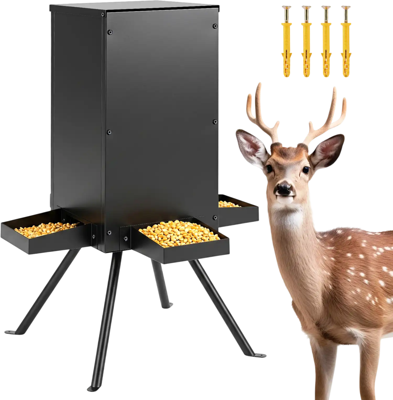 Costway 90 lbs Gravity Deer Feeder w/ 4 Feeding Trays 4-Leg Stand 95367991 New