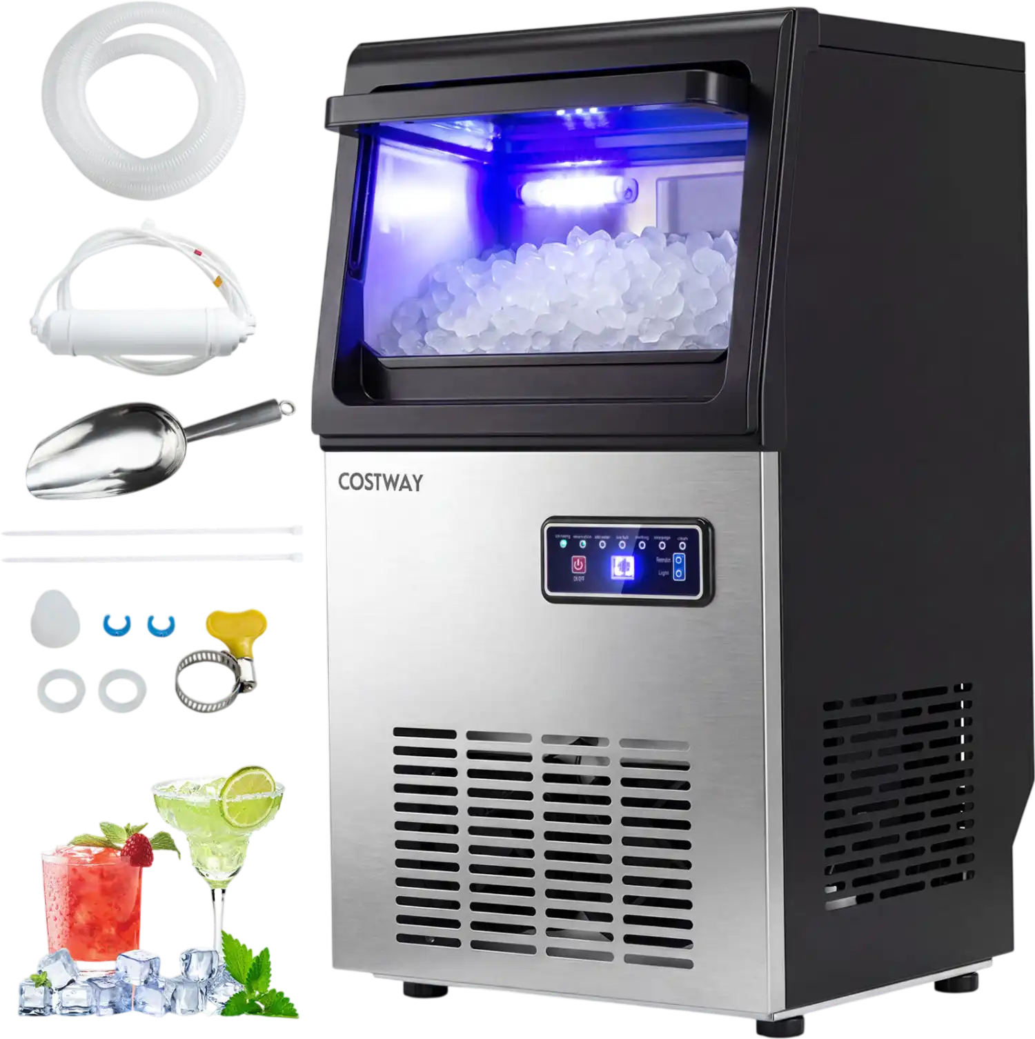 Costway Commercial Nugget Ice Maker 90 lbs/24H Self-Cleaning 87194455 New