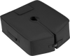 Black sand-fillable umbrella base weight with waterproof coating, designed for stability and easy transport.
