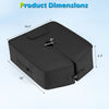 Black sand-fillable umbrella base weight dimensions, featuring a large opening and adjustable fixing strap for.