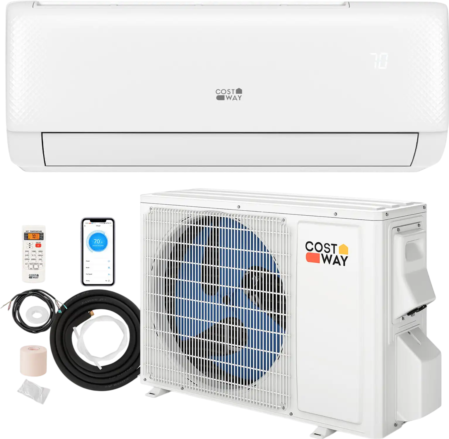Costway 9100 BTU 20.5 SEER2 WiFi Mini Split AC Alexa 115V 361748952 New