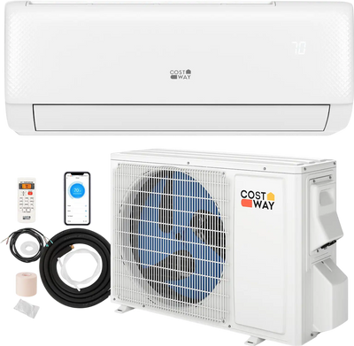 Costway 9100 BTU 20.5 SEER2 WiFi Mini Split AC Alexa 115V 361748952 New