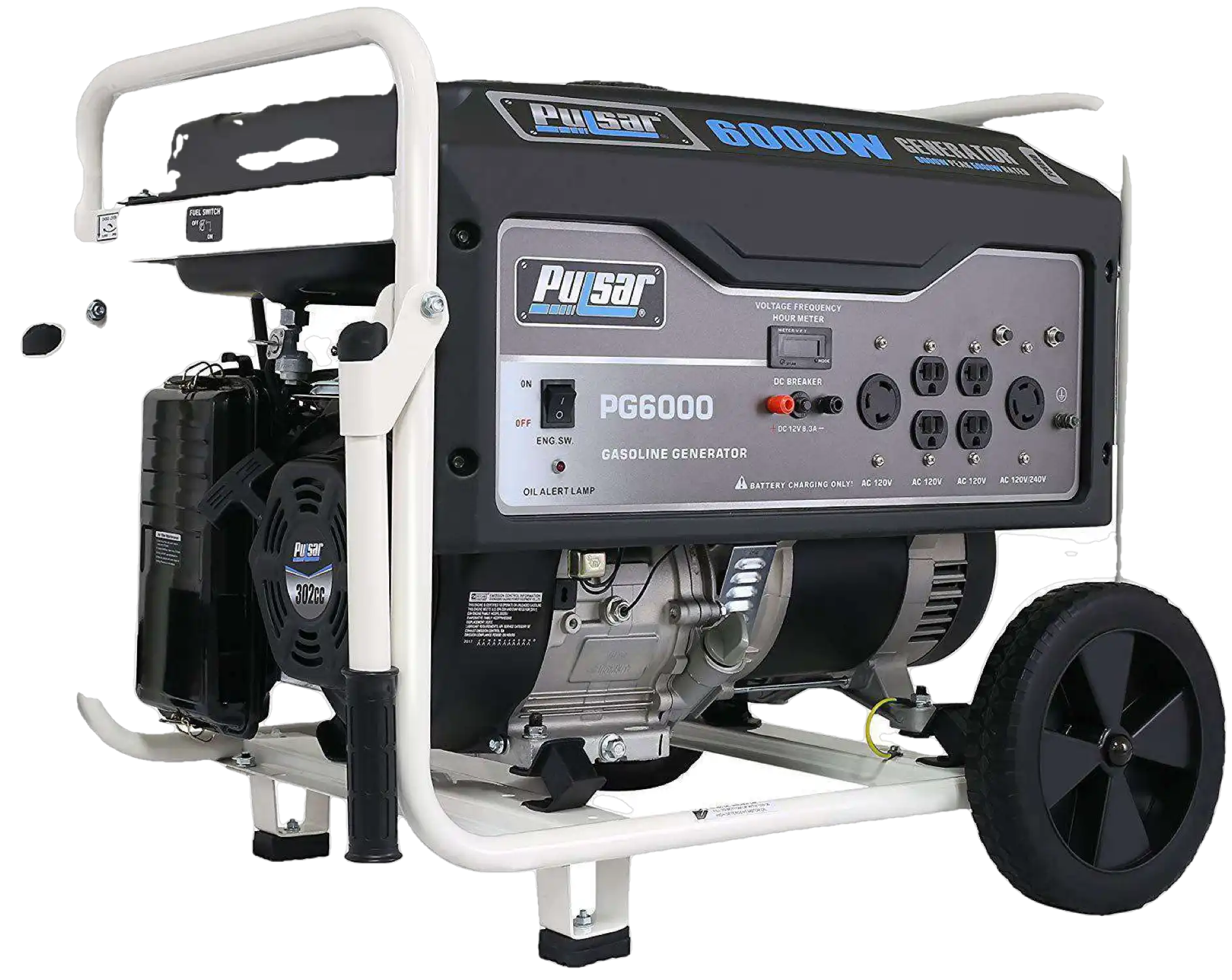 Pg6000 Pulsar Products PG6000 5000W/6000W Gas Electric Start Portable ...