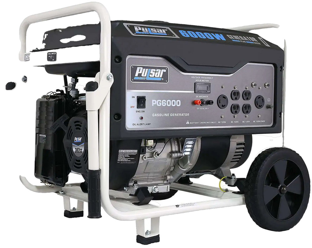 Pg6000 Pulsar Products PG6000 5000W/6000W Gas Electric Start Portable ...