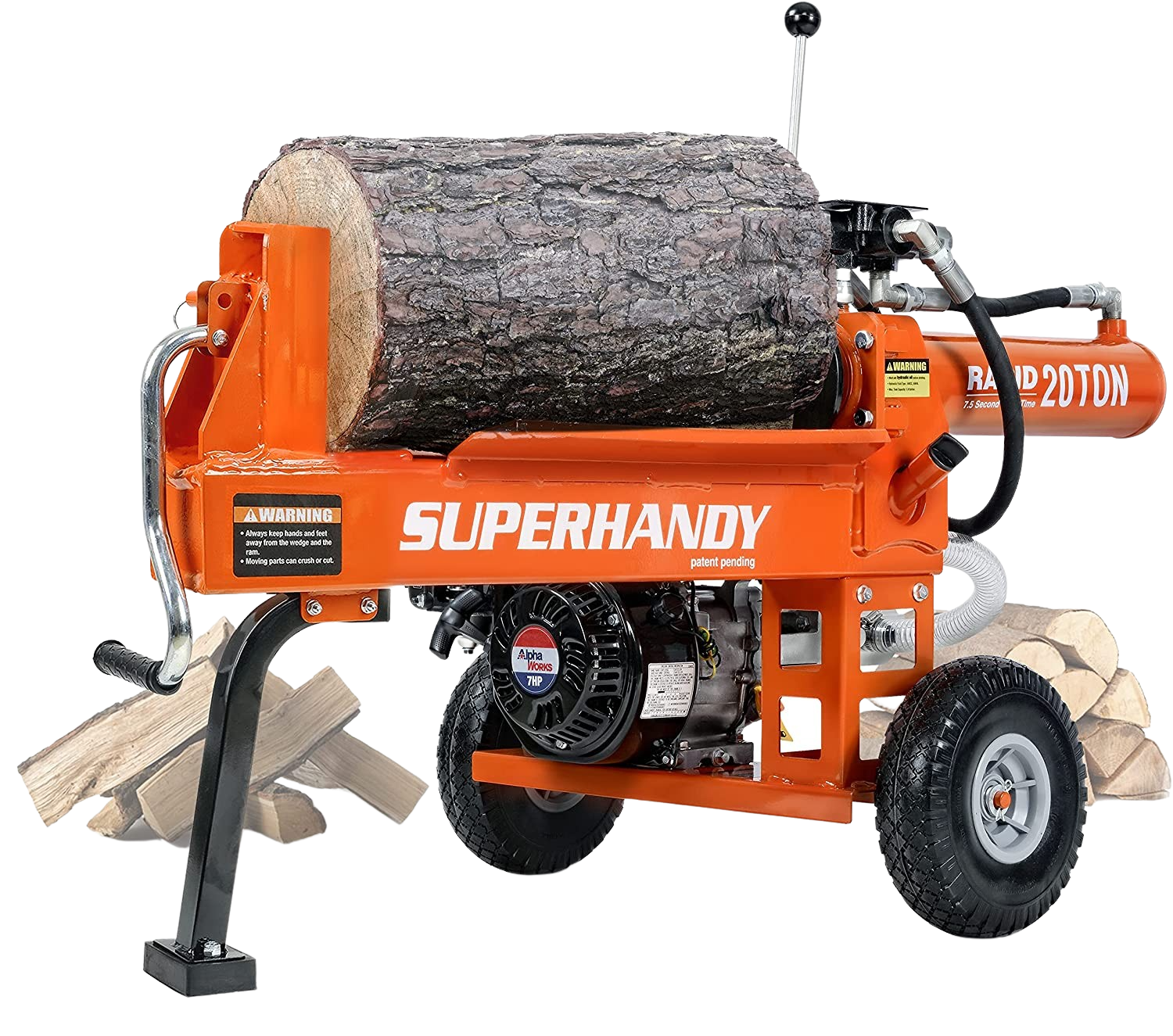 Super Handy GCAO023 Log Splitter 20-Ton Horizontal Portable Gas 7HP Engine New Canada Only