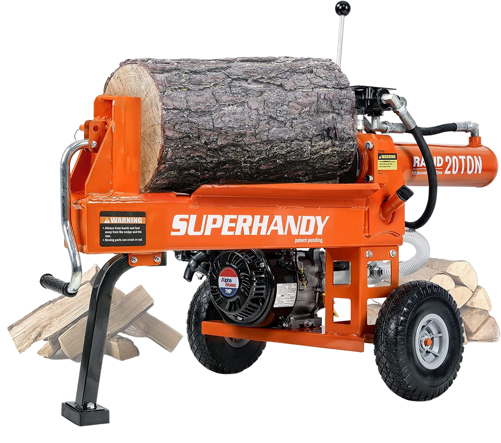 Super Handy GCAO023 Log Splitter 20-Ton Horizontal Portable Gas 7HP Engine New Canada Only