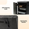 Insulated food pan carrier with 270° wide opening angle and high-quality buckles for secure storage and transport.